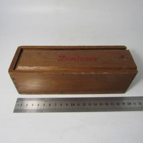 Vintage Set of 28 Double Six Dominoes in wooden box