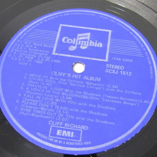 Cliffs Hit Album EMI Colombia 1960 - good condition