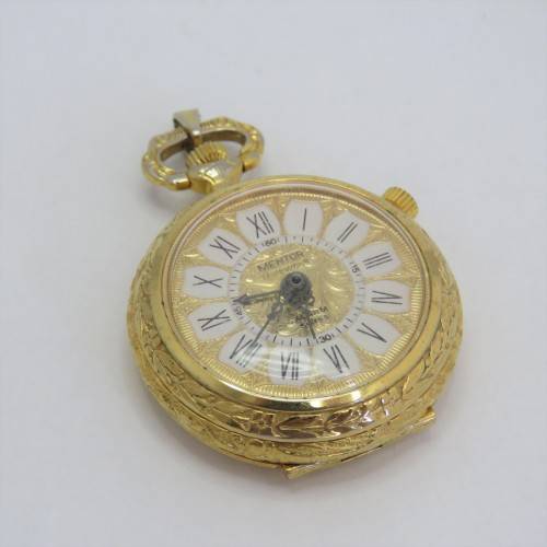Vintage Mentor goldplated alarm pocketwatch - Working
