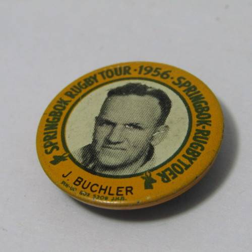 1956 Springbok Rugby tour Johnny Buchler tinnie badge