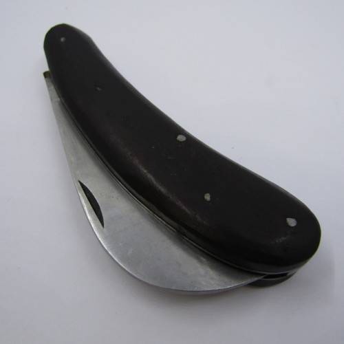 Vintage large pruning knife with wooden handle