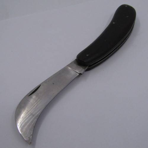 Vintage large pruning knife with wooden handle
