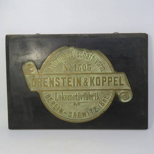 Orenstein and Koppel No.1505 Lokomotivfabrik brass plaque - Railway makers Berlin - Size 39 x 26 cm