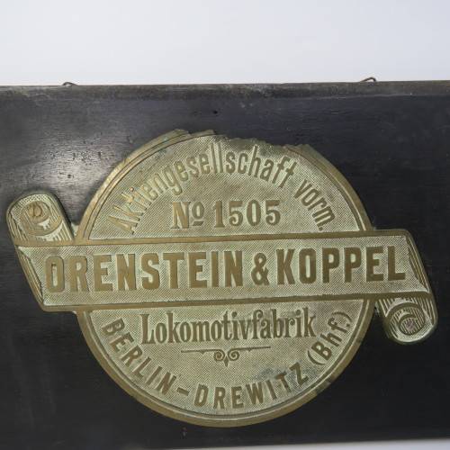 Orenstein and Koppel No.1505 Lokomotivfabrik brass plaque - Railway makers Berlin - Size 39 x 26 cm