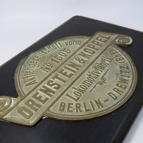 Orenstein and Koppel No.1505 Lokomotivfabrik brass plaque - Railway makers Berlin - Size 39 x 26 cm