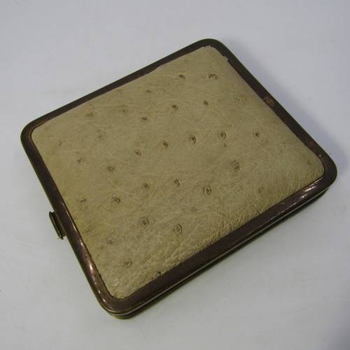 Vintage cigarette case with ostrich leather