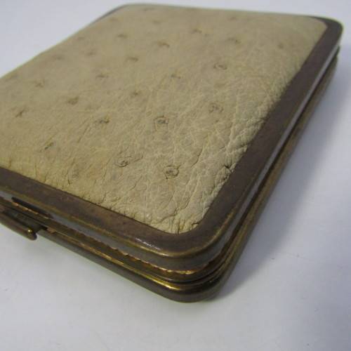 Vintage cigarette case with ostrich leather
