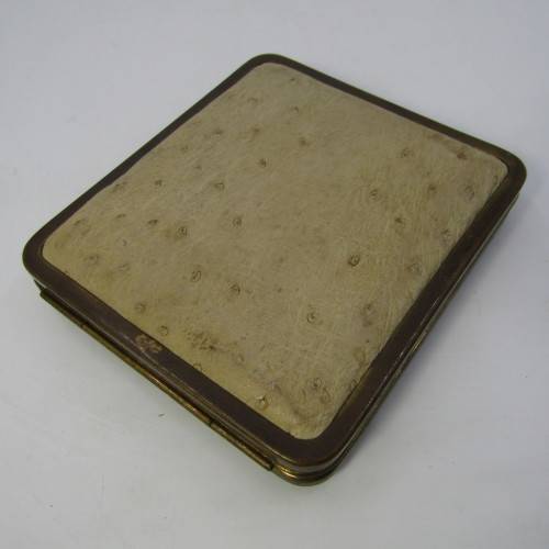 Vintage cigarette case with ostrich leather