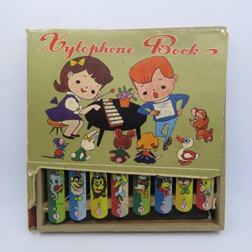 Vintage Xylophone book toy - Incomplete and cover damage