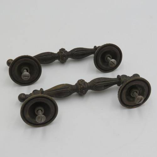 Pair of vintage casted bronze door handles