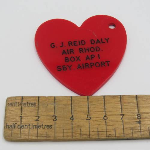 Air crew luggage tag of G.J. Reid Daly Air Rhodesia Salisbury Airport