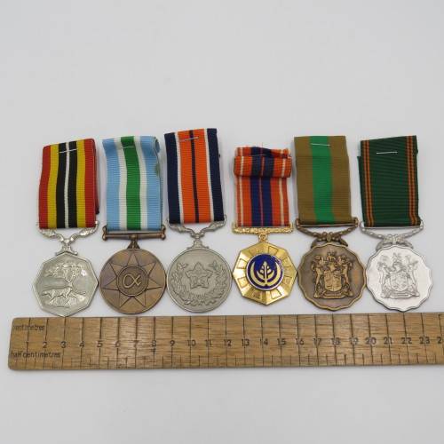 Set of 6 SADF Border War medals issued to 72110216 KV Lieutenant T.G. Swanepoel
