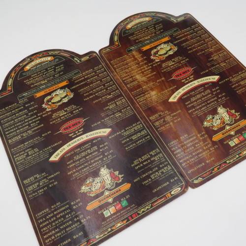 Lot of 6 vintage wooden spur menus for placemats