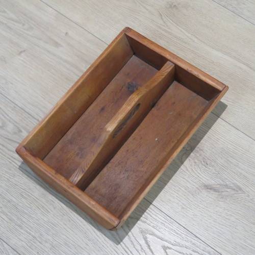 Antique wooden utensil tray - Size 38 x 27 cm