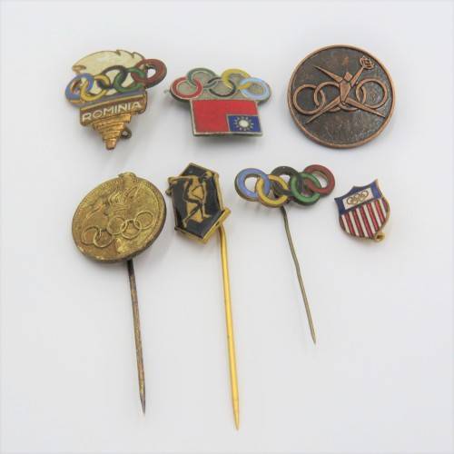 Lot of vintage Olympics pin badges