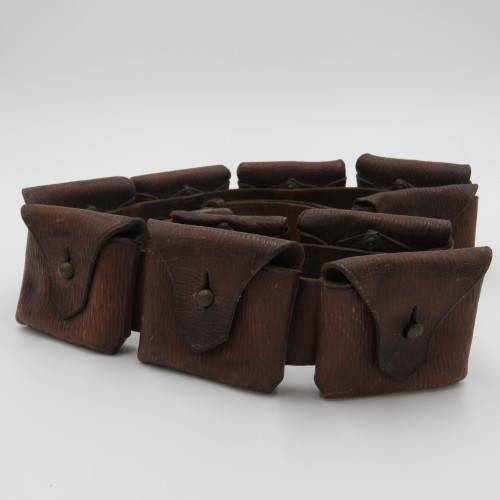 Boer War 10 Pocket / 50 rounds leather .303 ammo bandolier - Length 128 cm