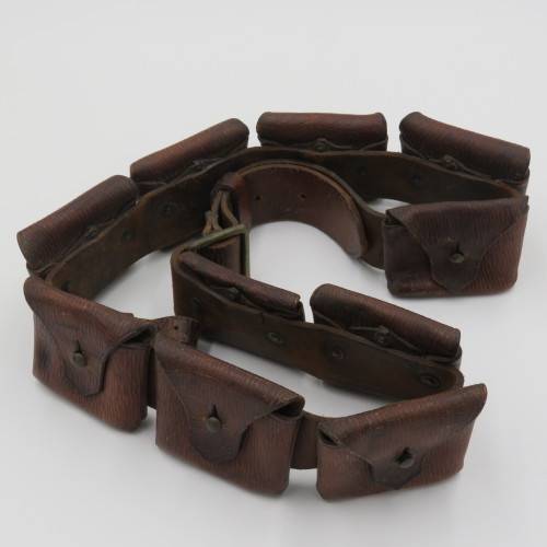 Boer War 10 Pocket / 50 rounds leather .303 ammo bandolier - Length 128 cm