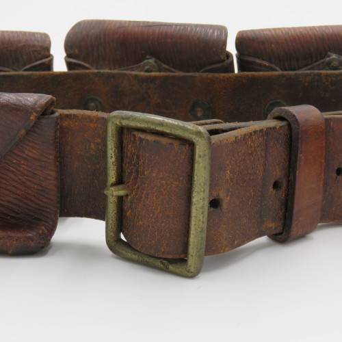 Boer War 10 Pocket / 50 rounds leather .303 ammo bandolier - Length 128 cm