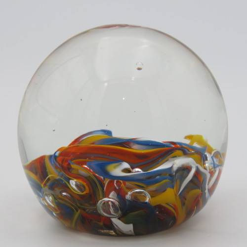 Vintage handmade glass paperweight - Signed at bottom