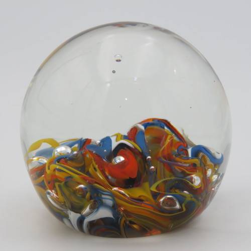 Vintage handmade glass paperweight - Signed at bottom