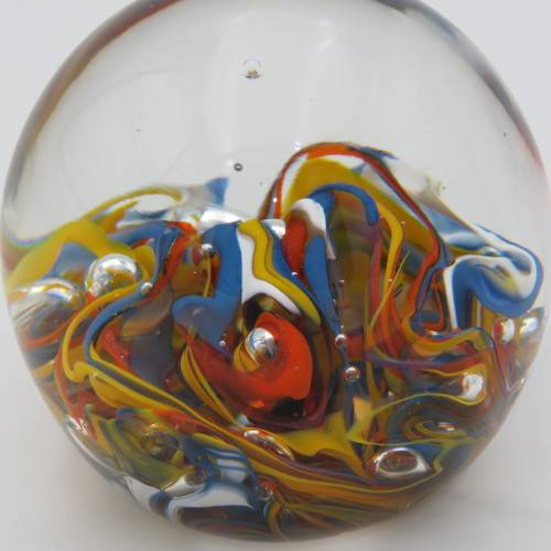 Vintage handmade glass paperweight - Signed at bottom