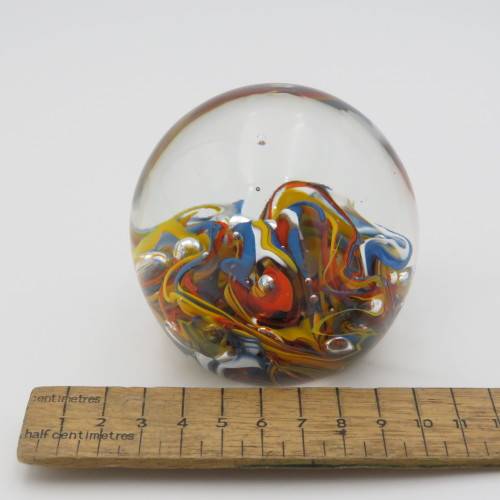 Vintage handmade glass paperweight - Signed at bottom