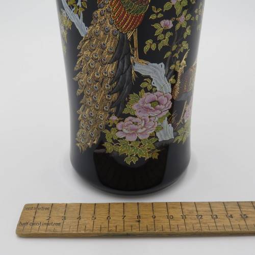 Elweco Genuine gold design porcelain vase with peacock - 28 cm High