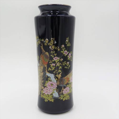 Elweco Genuine gold design porcelain vase with peacock - 28 cm High