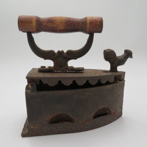 Vintage Cast iron Rooster design coal sad iron
