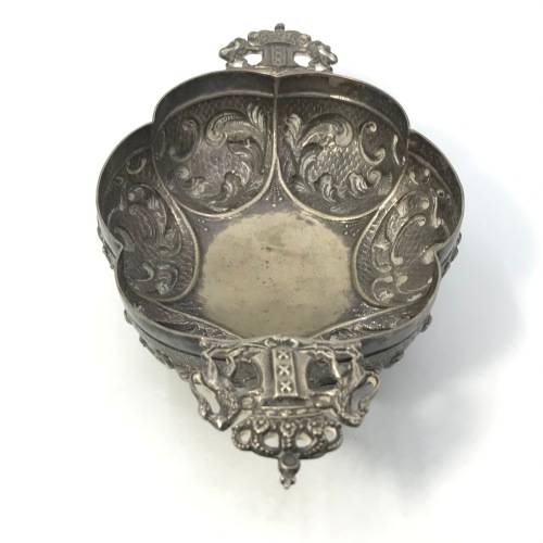 Antique Dutch Silver brandy bowl made by Pier van der Woude-hallmarked with coat of arms handles