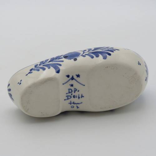 Vintage Blue and White Delft handpainted clog shoe