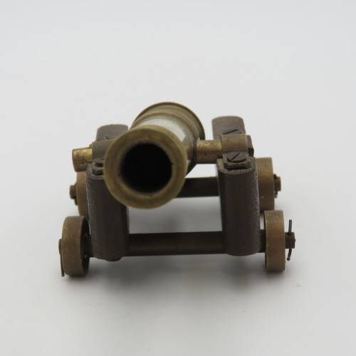 Vintage brass and wood cannon model