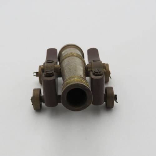 Vintage brass and wood cannon model