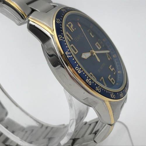 Tempo Quartz mens watch with blue dial - working