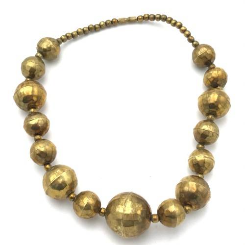 Copper beads costume jewellery necklace - 41cm