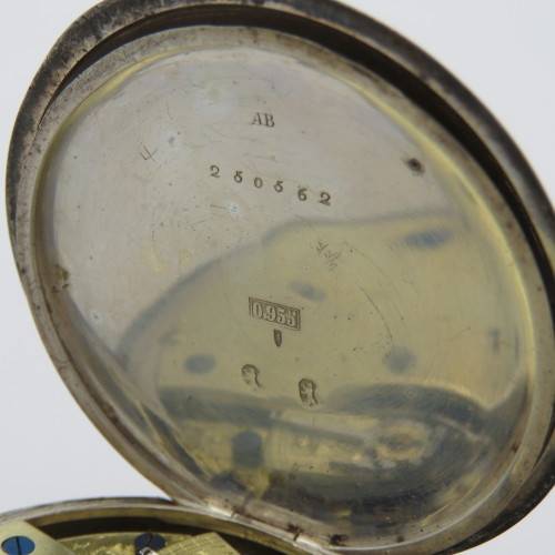 Antique sterling silver full hunter pocket watch - Working - Inscribed Francis Wilson Wright