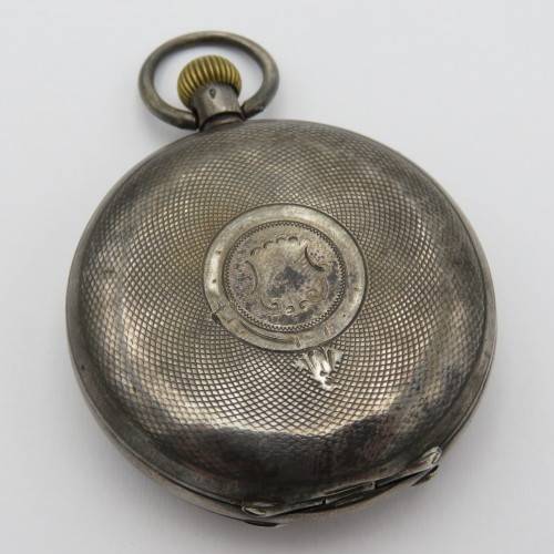 Antique sterling silver full hunter pocket watch - Working - Inscribed Francis Wilson Wright