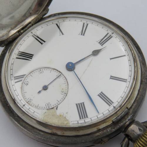 Antique sterling silver full hunter pocket watch - Working - Inscribed Francis Wilson Wright