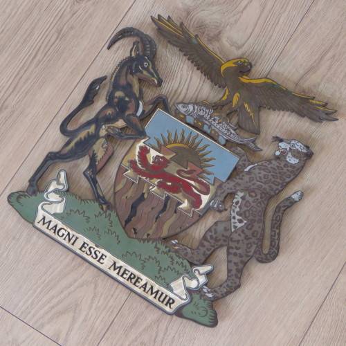 Vintage Rhodesia and Nyasaland brass plaque - Size 40 x 38 cm