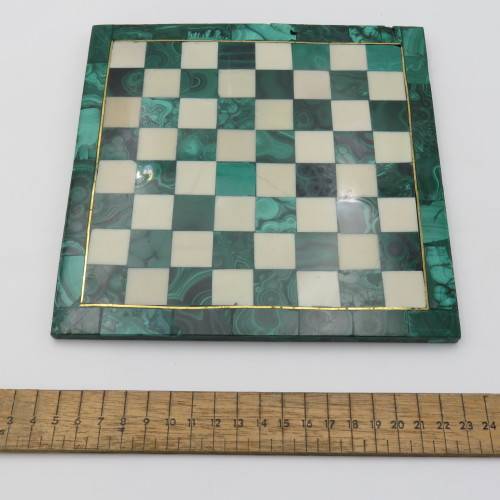 Vintage Malachite and marble chess set - repaired