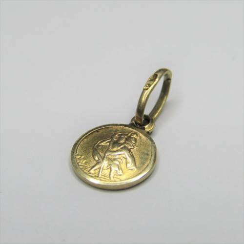 9kt Gold St. Christopher charm pendant - weighs 0,6g