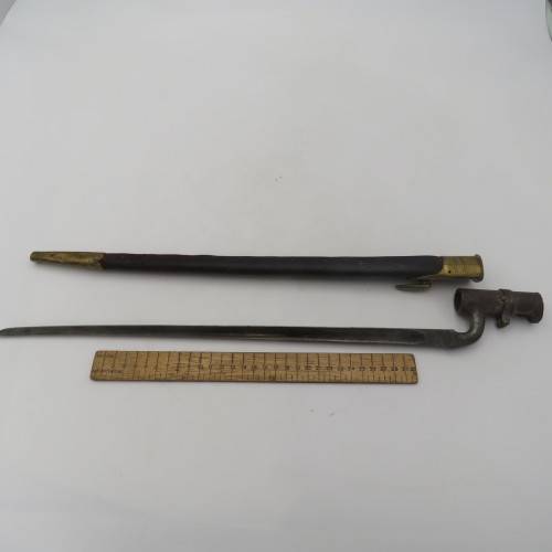 1853 Pattern British sochet triangular bayonet with scabbard for 1853 Enfield rifle - Civil War Era
