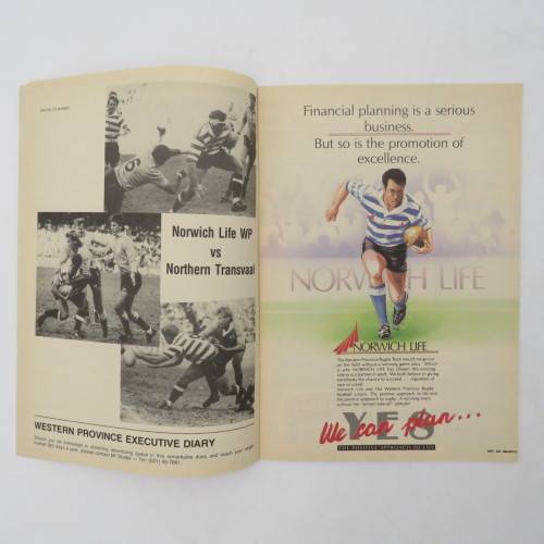 WP Rugby official programme - Norwich Life WP vs Northern Transvaal 01 September 1990