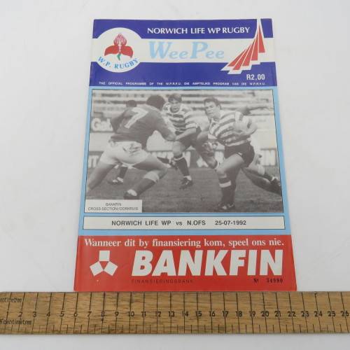 WP Rugby official programme - Norwich life WP vs N. OFS - 25 July 1992