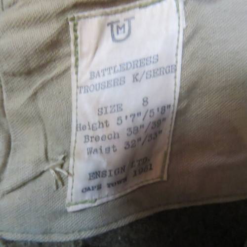 SADF 1961 battledress trousers with suspenders - Size 32