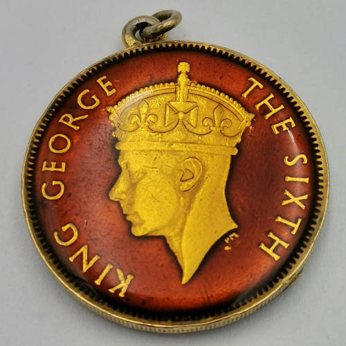 Rhodesia 1950 Two Shilling enameled and made into pendant