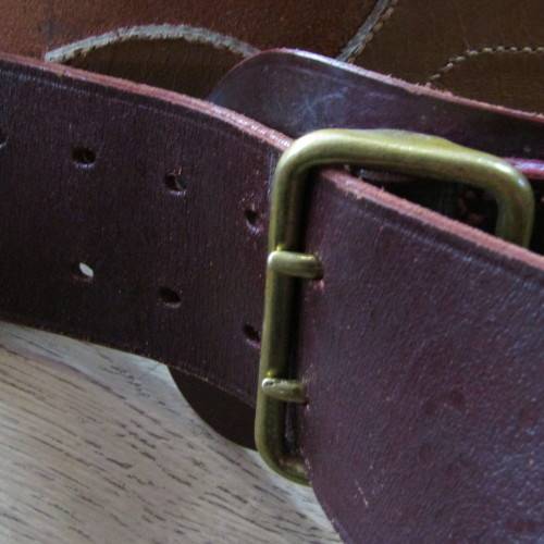 Old Sam Browne leather belt with straps - 149cm