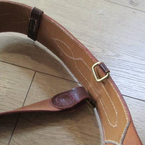 Old Sam Browne leather belt with straps - 149cm
