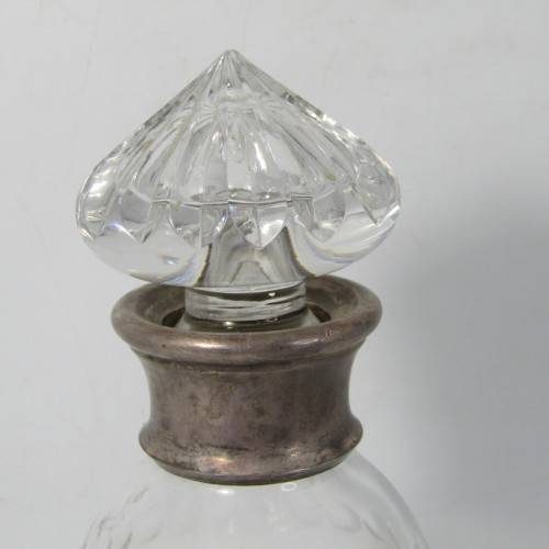 Beautiful vintage glass decanter with silver plated rim
