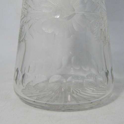 Beautiful vintage glass decanter with silver plated rim